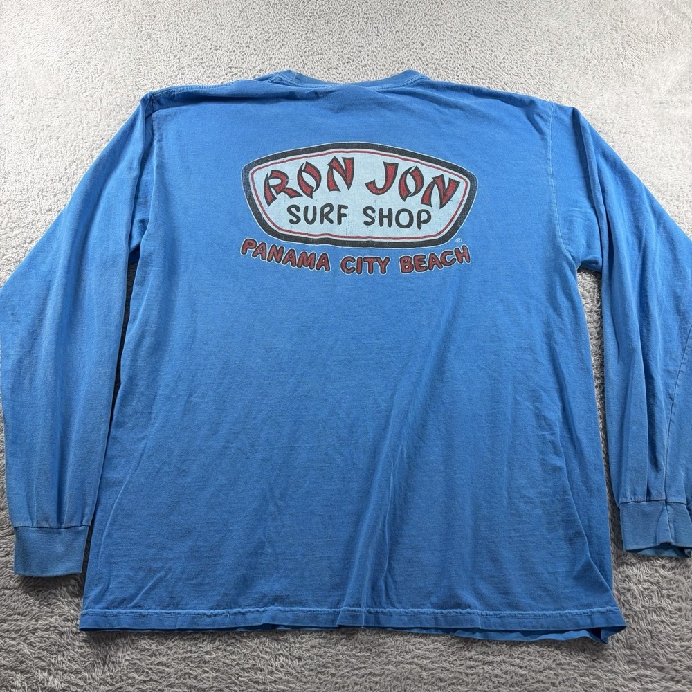 Ron Jon Surf Shop Comfort Colors Mens XL Blue Long Sleeve Distressed Thin Beach